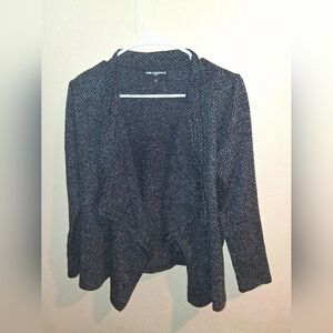 Karl Lagerfeld Paris Black Gray Sweater Blazer Cardigan M